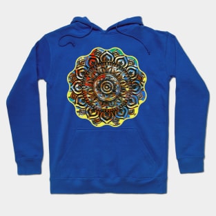 Digital Fluid Art Design - from Original Flip Cup Technique - Yellow Mandala Hoodie